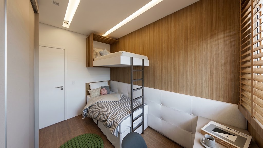 Dormitório com beliche suspenso — decorado do Residencial Yosemite
