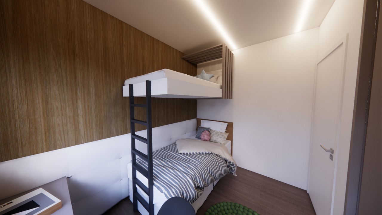 Dormitório com beliche e escada — decorado do Residencial Yosemite